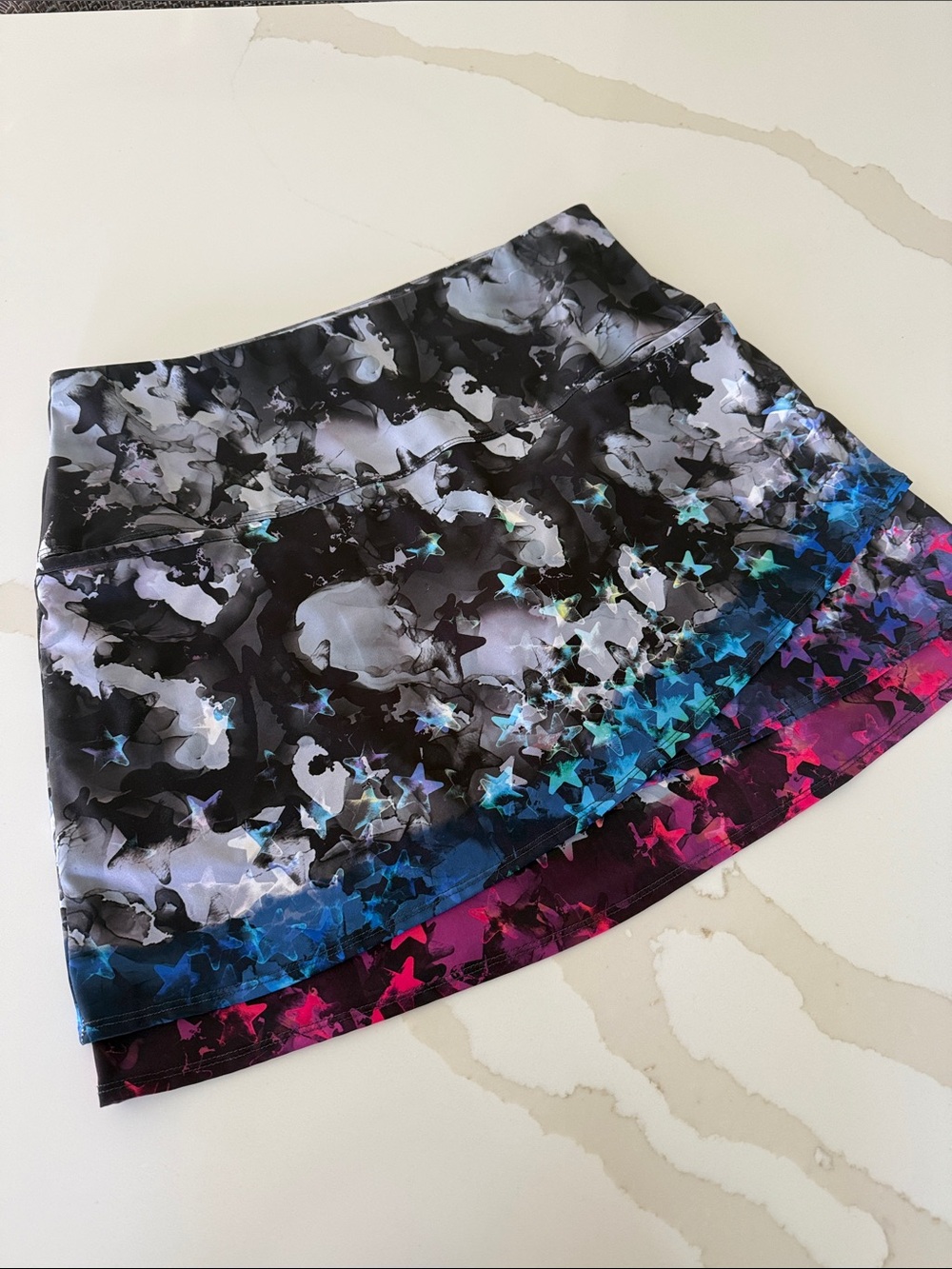 Lucky in Love Ombre Star Mini Skirt in Black, Blue, Pink